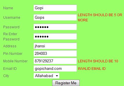 Form validation in Java1